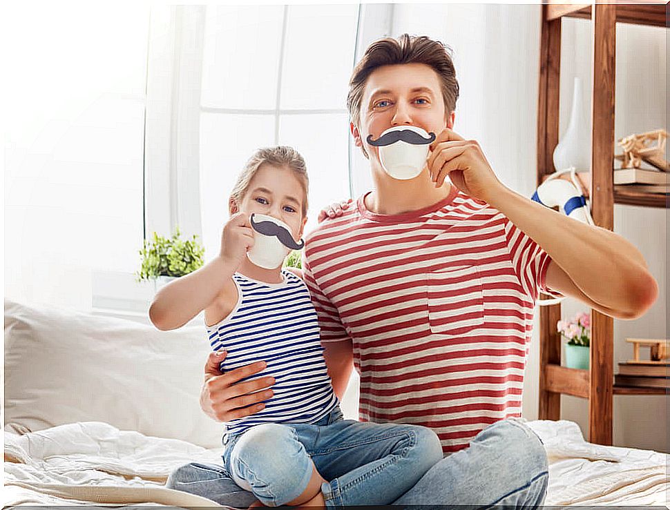 Father and daughter making plans together on Father's Day.