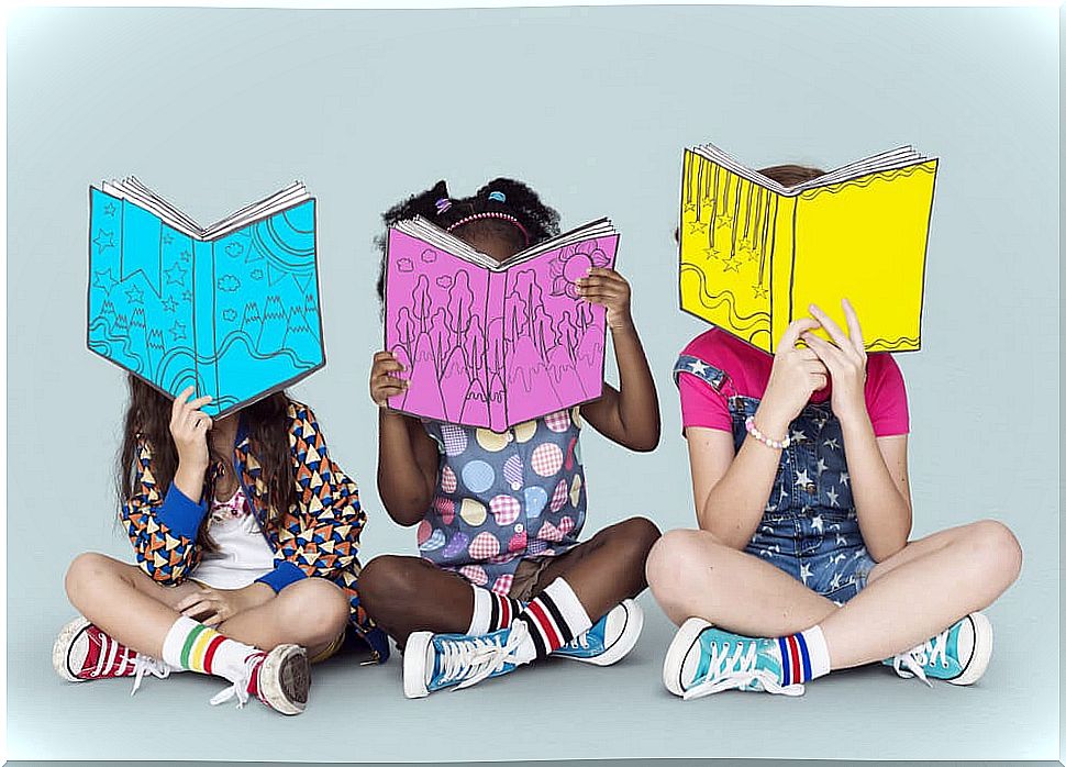 Girls reading some children's books to laugh out loud.