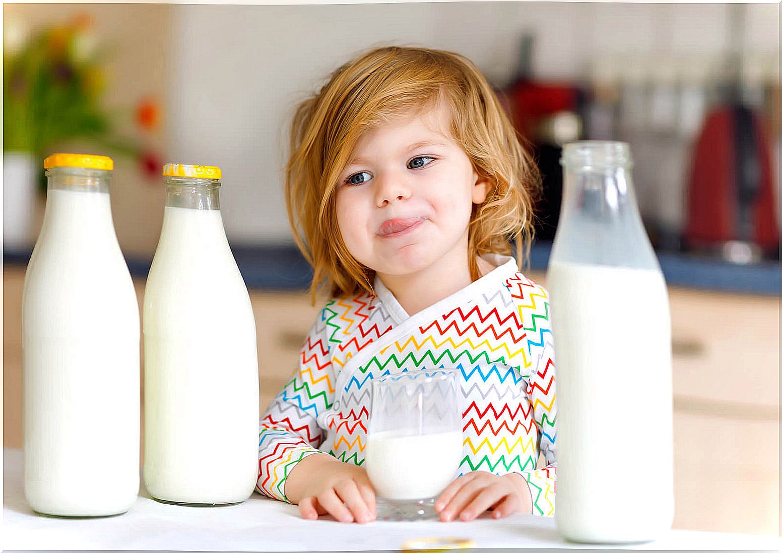 Child drinking milk.