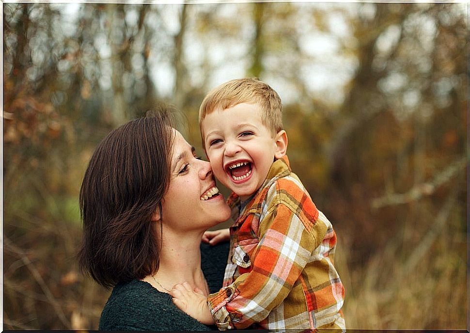 Mother creating a very strong bond of attachment with her son.